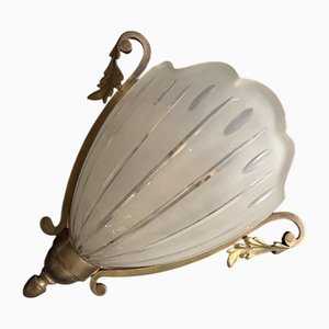 Antique Brass and Glass Wall Lamp