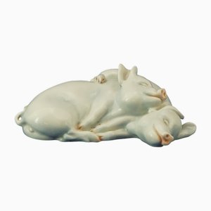 20th Century Ceramic Sculpture of Lying Pigs by Guido Cacciapuoti, Italy
