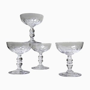 Copas de champán Medici antiguas de cristal tallado de Baccarat. Juego de 4