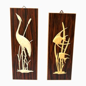 Quadri vintage in legno, set di 2