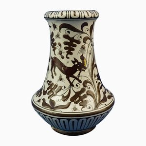 Vaso Neorinascimentale in ceramica decorato a mano di Benedetta Cappa Marinetti, Italia, inizio XX secolo