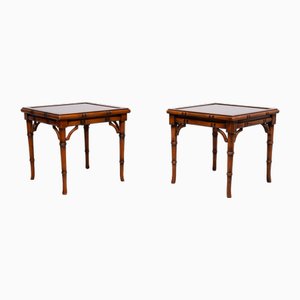 Faux Bamboo and Cherry Wood Side Tables, England, 1970s, Set of 2