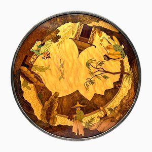 Asian Round Inlaid Turntable with Rural Scenes, 1960s