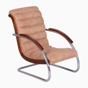 Bauhaus Armchair Model K32 in Beech and Chrome attributed to R. Slezak for Slezak Factories, Czech, 1930s