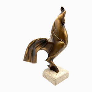 Vintage Bronze Sculpture of a Rooster, 1970s