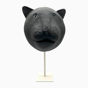 Large Papier-Mâché Wall Sculpture of Panther, 1980s