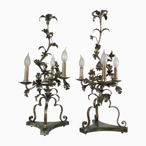 Silver Iron Table Candleholders, 1960s, Set of 2