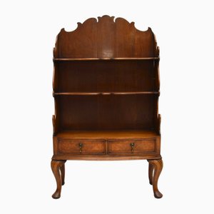 Antique Burr Walnut Cascading Open Bookcase, 1900