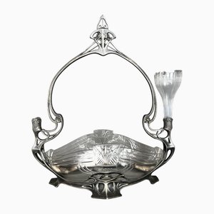 Centrotavola B Art Nouveau in metallo argentato di WMF, fine XIX secolo