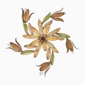 Vintage Flowers Metal Ceiling Lamp ,France, 1960s