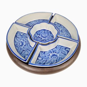 Cuenco chino vintage de porcelana con flores azules con cuencos para aperitivos