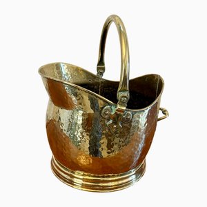 Antique Edwardian Quality Brass Helmet Shaped Coal Shuttle, 1900