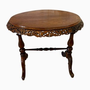 Antiker viktorianischer Ovaler Lampentisch aus Padaukholz, 1860