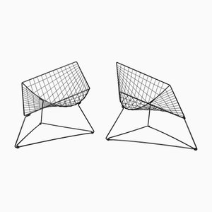 Fauteuils Modernes en Métal Noir, Italie, 1990s, Set de 2