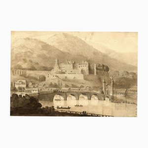 James Hamilton Stanhope, Heidelberg from the Neckar, 1819, Watercolour
