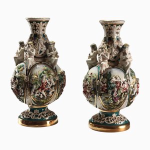 Capodimonte Ceramic Vases, Set of 2