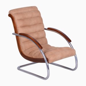 Bauhaus Armchair Model K32 in Beech and Chrome attributed to R. Slezak, Czech, 1930s