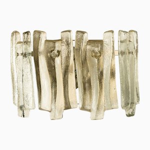 Textured Ice Glass Chrome Wall Lights attributed to J. T. Kalmar for Kalmar, 1970