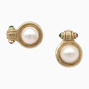 Vintage Pearl Stud Earrings, Set of 2
