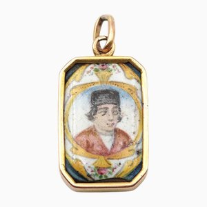 Qajar Enamel Portrait Pendant