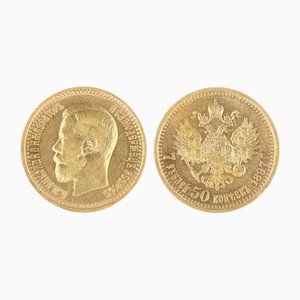 Pièce en Or de 7,5 Roubles avec le Portrait de l'Empereur Nicolas II, 1897