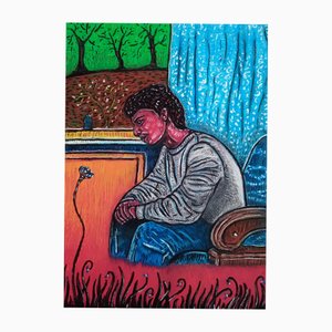 Dimitri Turnava, The Flower of Melancholy, 2024, Oil Pastel on Board
