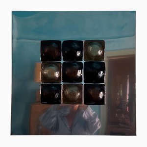 Mid-Century Modern Inspired Mirror Sculpture in Glass & Steel by Amanda Malm, 2025