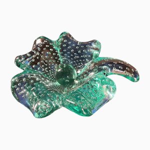 Mid-Century Modern Murano Glass Ashtray in Green Glass, Italy, 1960s