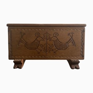 Late 20th Century Rustic Inlaid Wooden Box, 1980