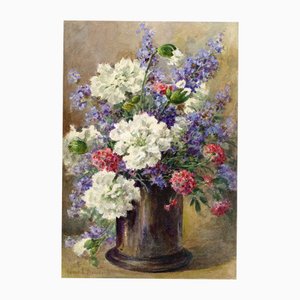 Annie L. Pressland, Catmint & Verbena Flowers, 1920s, Watercolour