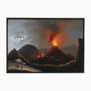 Neapolitan School, Vesuvius Erupting at Night, 1845, Gouache