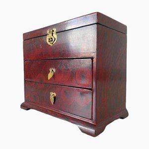 Portagioielli vintage in lacca rossa, legno e ottone, Cina, anni '60