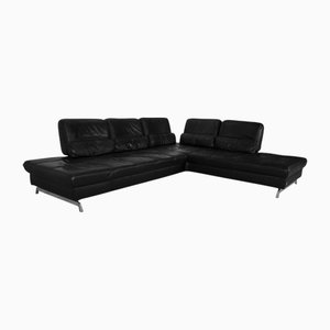 Schwarzes Loft Leder Ecksofa von Joop