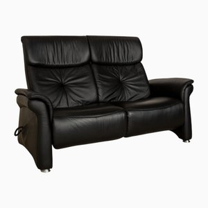 Schwarzes anthrazitfarbenes Trapez Leder 2-Sitzer Sofa von Himolla