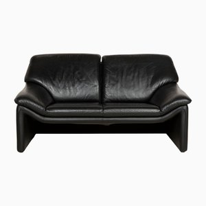 Schwarzes Zwei-Sitzer Ledersofa von Laauser
