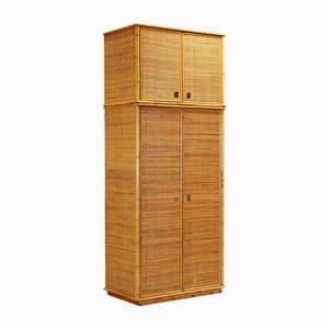 Vintage Wardrobe in Bamboo and Wicker, Italy, 1980s