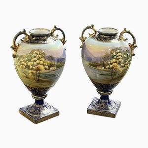 Antique Japanese Highly Decorated Vases, Set of 2