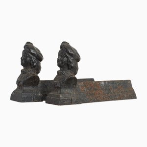 French Victorian Iron Fire Dog Andirons Female