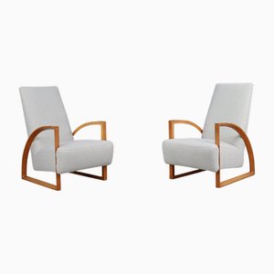 Fauteuils Modernistes en Chêne avec Tapisserie New Bouclé, Pays-Bas, 1960s, Set de 2