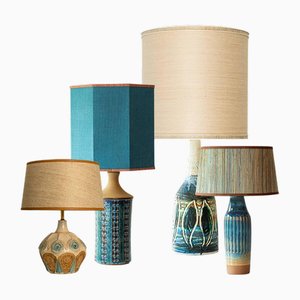 Blaubraune Keramik Tischlampen R. Houben zugeschrieben, 1970