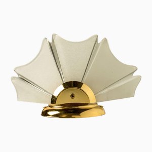 Gold Brass Leafs Opaline Wall Lights in the style of Hillebrand, 1970