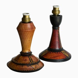 Lampade da tavolo Amsterdamse School dipinte a mano di H. Steinpatz, anni '40, set di 2