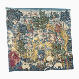 Handbedruckter französischer Aubusson Wandteppich von Enchanted Park, 1950er