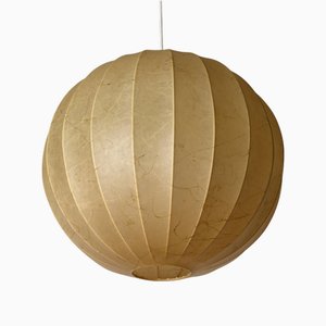 Lampada a sospensione grande Cocoon rotonda beige di Achille Castiglioni per Hille, Italia, anni '60