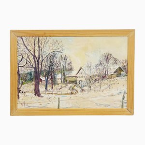 Alexander Michael, A Wintry Farmyard, 1975, Oil Painting