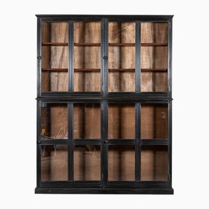 Large 19th Century English Ebonised Mahogany Glazed Cabinet, 1880