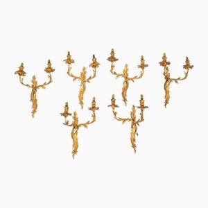 Lámparas de pared Ormolu francesas neoclásicas vintage, siglo XIX. Juego de 6