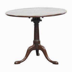Antique 18th Century English Swivel Barrel Leg Bird Cage Tilt Top Table