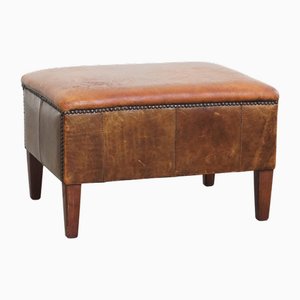 Vintage Footstool in Sheepskin