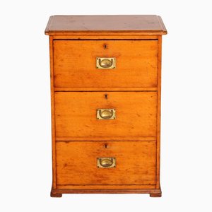Campaign Oak Chest of Drawers with Brass Handles, 1930s